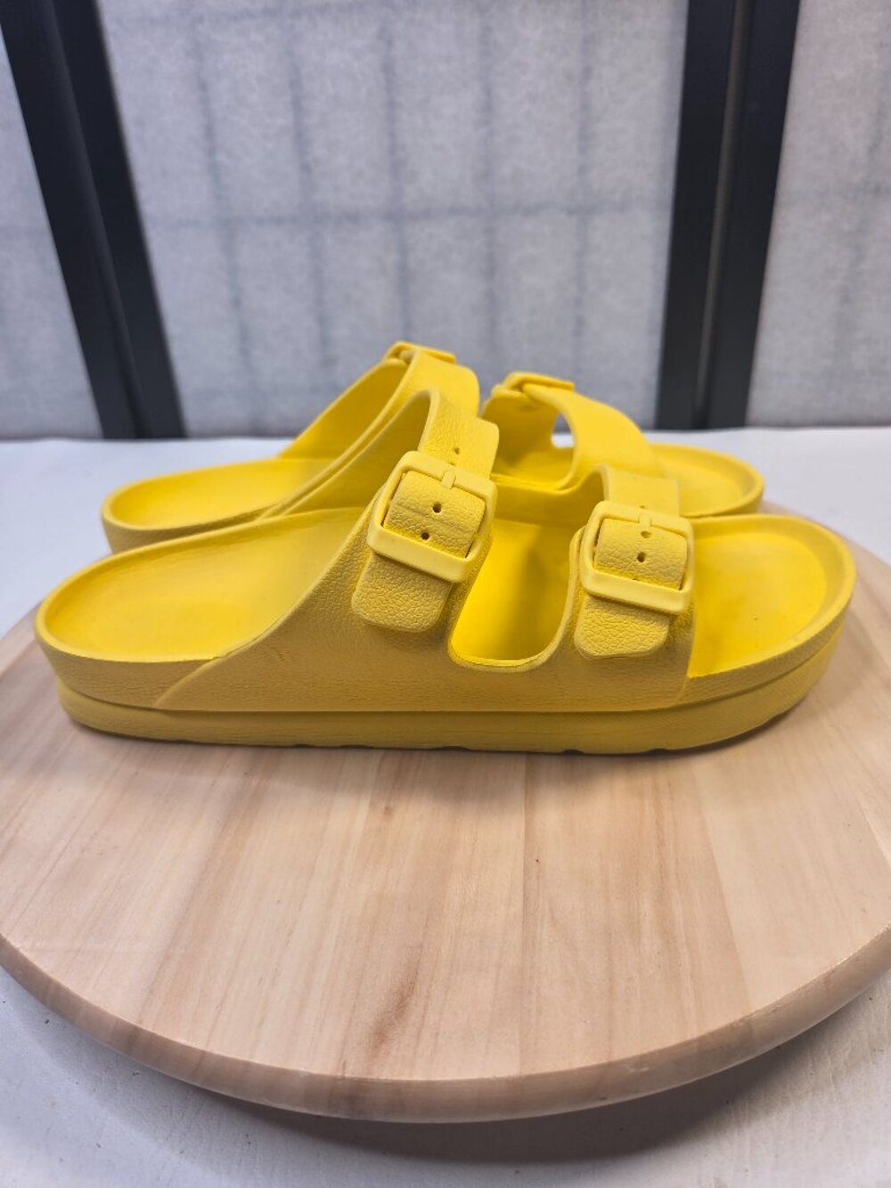 MIA Bold Sunshine Yellow EVA Slide Sandals Women US 10